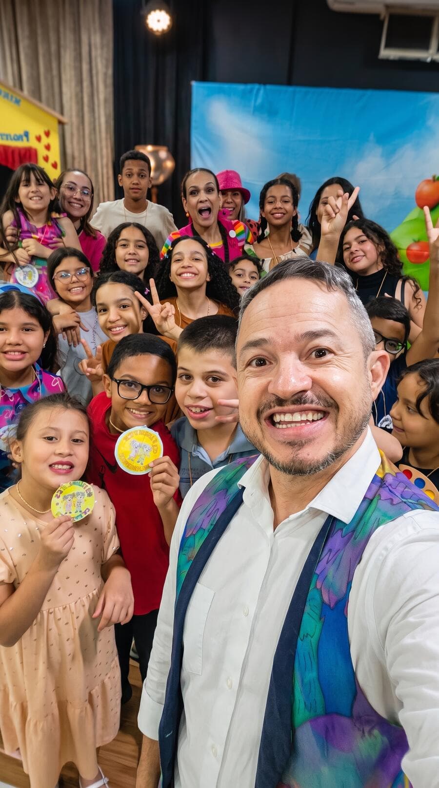 Weyder Moreira com as criancas do Ministerio Infantil Hope Kids